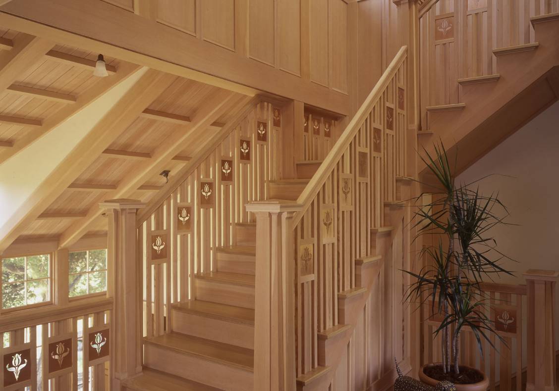 The remarkable staircase serves as the house's spine.